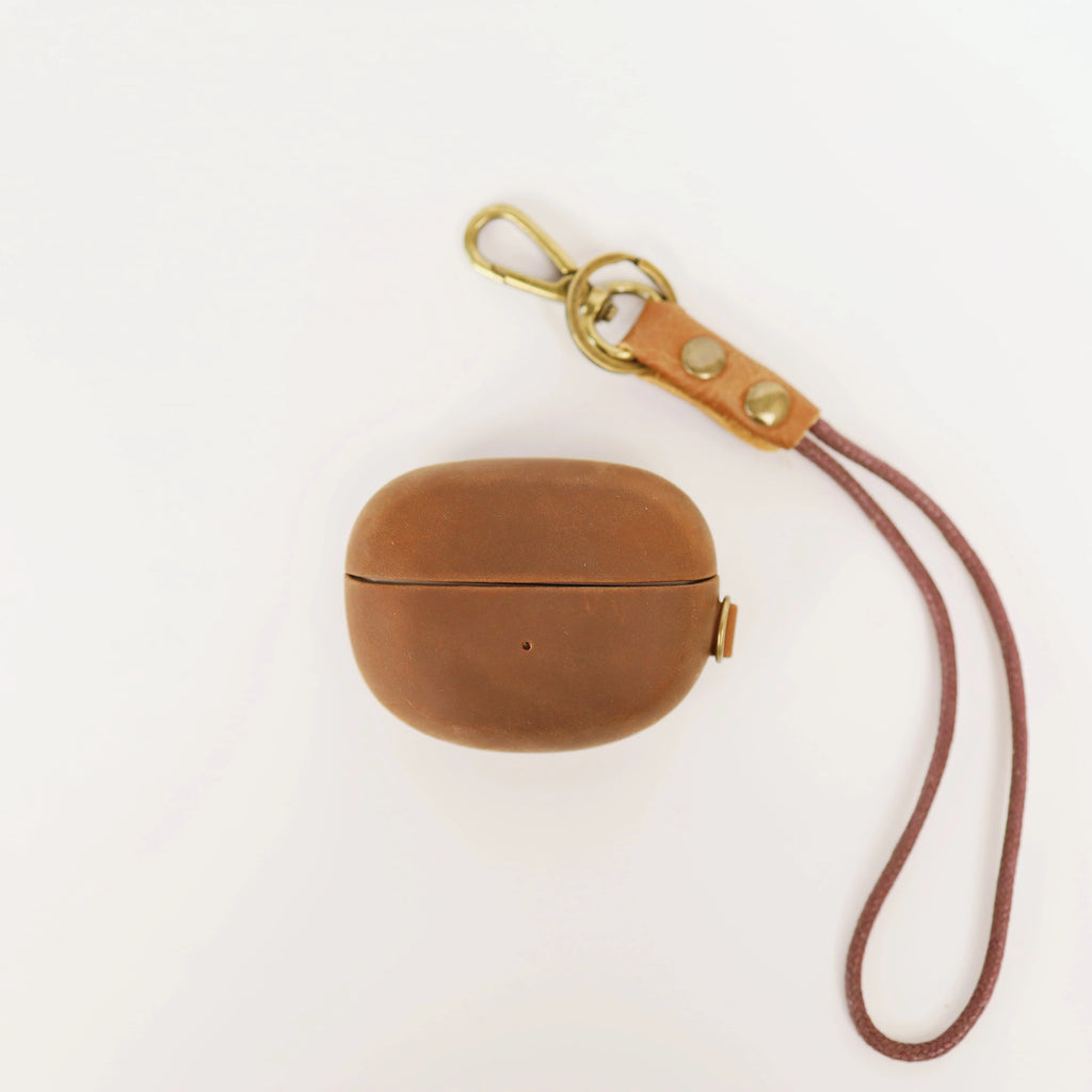Bose Ultra Open Earbuds Case Crazy Horse Leather Full Cover Split Case Brown w/ Hook