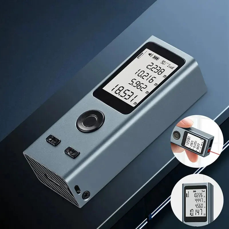 Mini Laser Rangefinder Digital Tape Measure Laser Ruler USB Charge Aluminum Alloy Fuselage Measuring Distance: 30/50/60m
