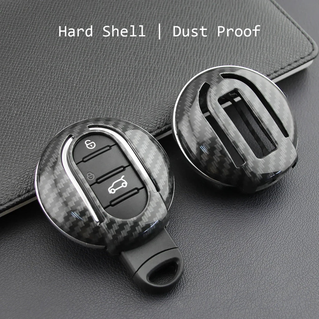Carbon Fiber Car Key Fob Cover Case Chain Ring For Mini Cooper S One Countryman Clubman F54 F55 F56 F57 F60