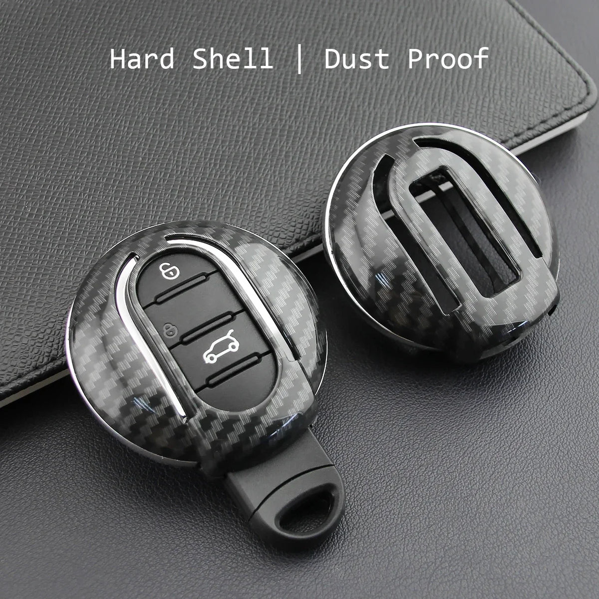 Carbon Fiber Car Key Fob Cover Case Chain Ring For Mini Cooper S One Countryman Clubman F54 F55 F56 F57 F60