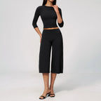 2pc Women's Yoga Set Half Sleeve Top + Capri Pants Workout Gym Outfit S-XL