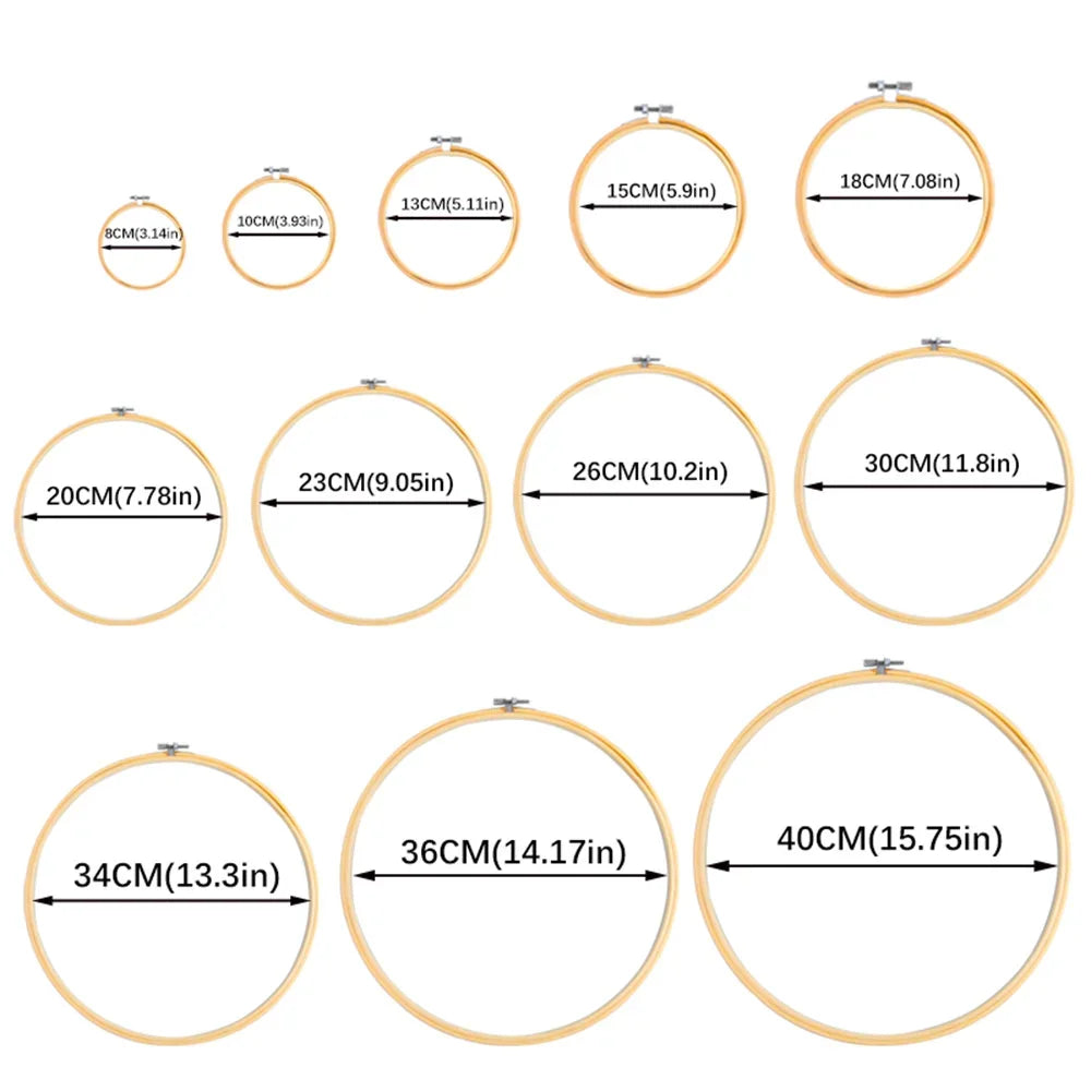 10pcs/Set 10-40cm Wooden Embroidery Hoops Frame Set Bamboo Embroidery Hoop Rings For DIY Cross Stitch Needle Craft Tool