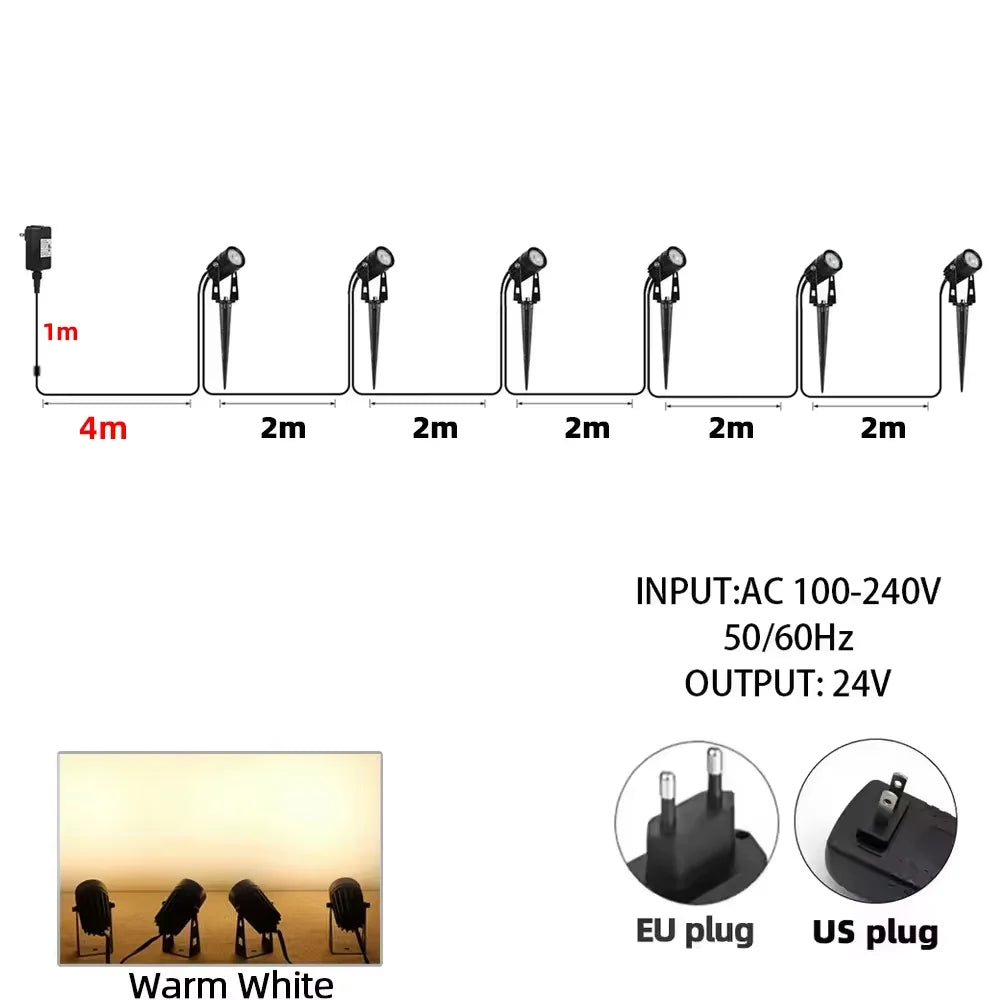 Led Garden Lights Outdoor Lawn Lamp Safety Low Voltage Street Lights IP65 Waterproof 2/4/6/12 in 1 Landscape Lighting Warm White