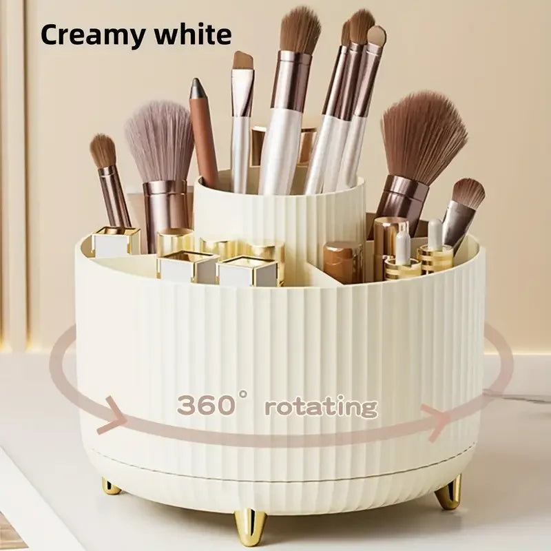 360° Rotating Makeup Organizer Storage Box, Cosmetic Brush & Lipstick Holder, 1pc