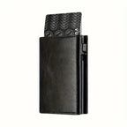 Men's Wallet with Zipper Coin Purse Automatic Pop-up Metal Credit Card Holder Minimalist RFID Blocking Business Card Wallet Idea