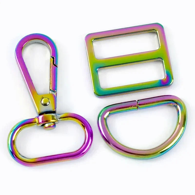 2/3Sets 16-38mm Bag Strap Lobster Buckle Metal Tri-glide Clasp For Webbing Adjuster D Ring Pet Collar Hook Hardware Accessories