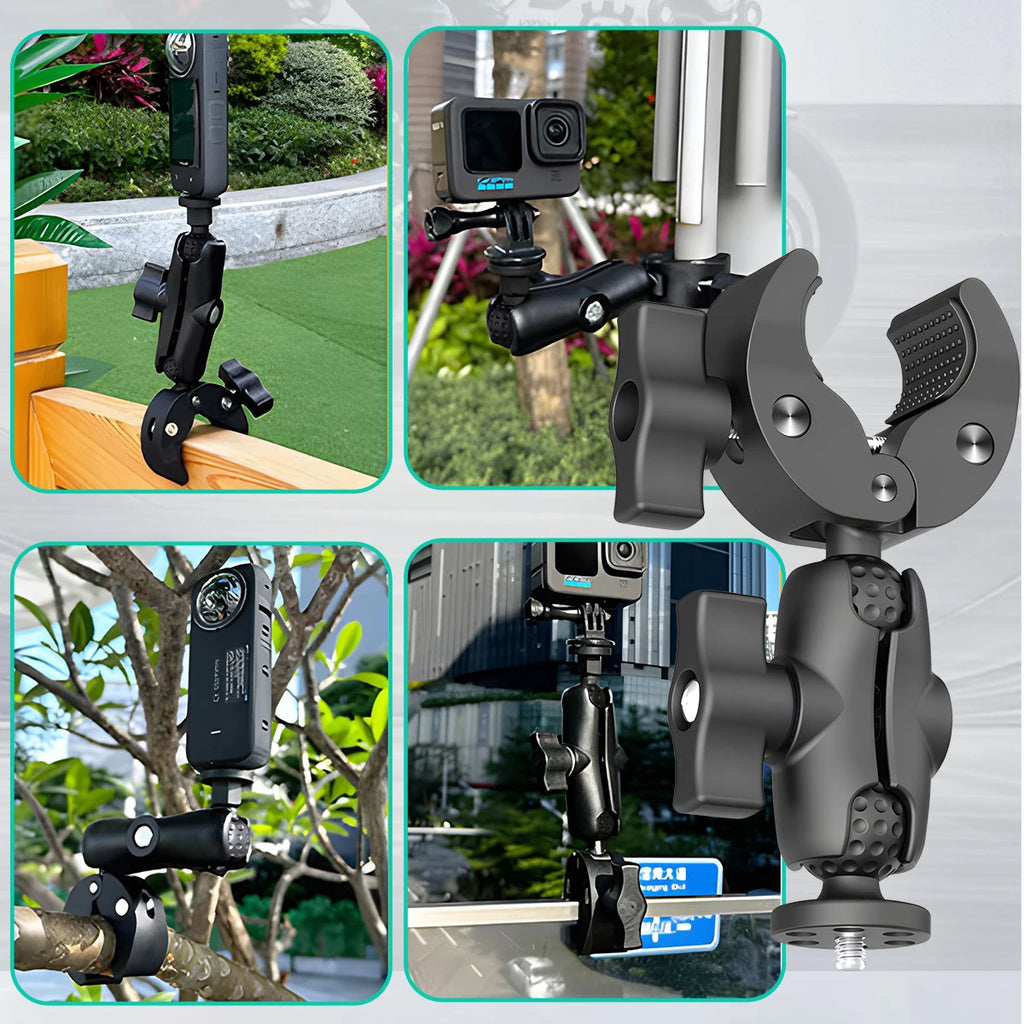 Double Head Clamp Kit For Insta360 One X2 X3 Motorcycle Bicycle Double Clip Bracket for GoPro 11 10 9 Action Camera Accessories