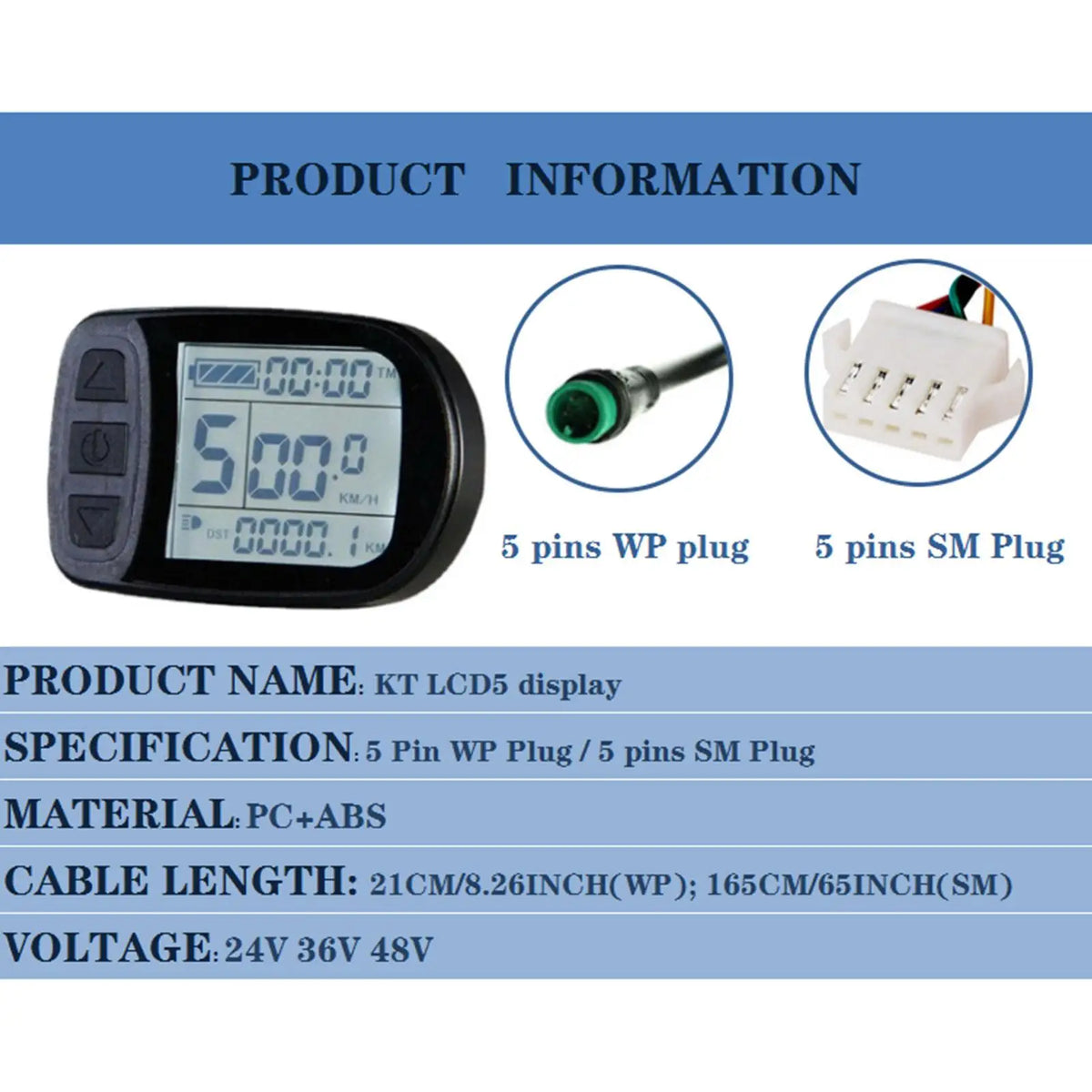24V 36V 48V Intelligent KT LCD LCD5 DISP Ktlcd5 Control Panel Display Electric Bicycle Bike Parts KT Controller