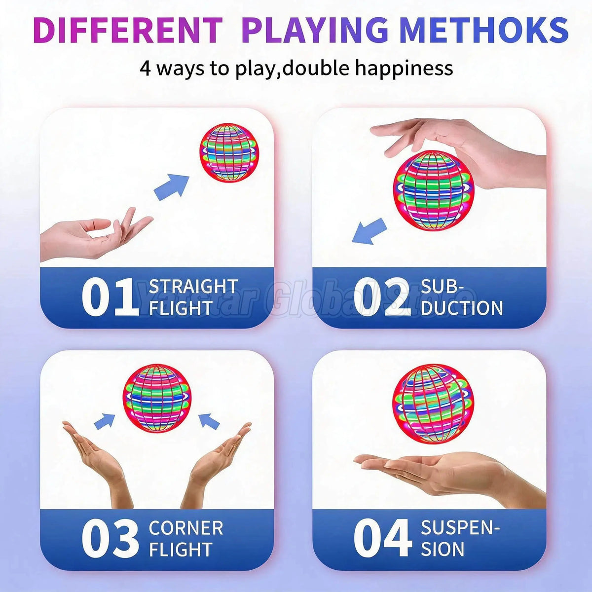 Flying Ball Boomerang Spinner Toys Hand Control Drone 360° Rotating Mini UFO With LED Lights for Children Funny Birthday Gifts