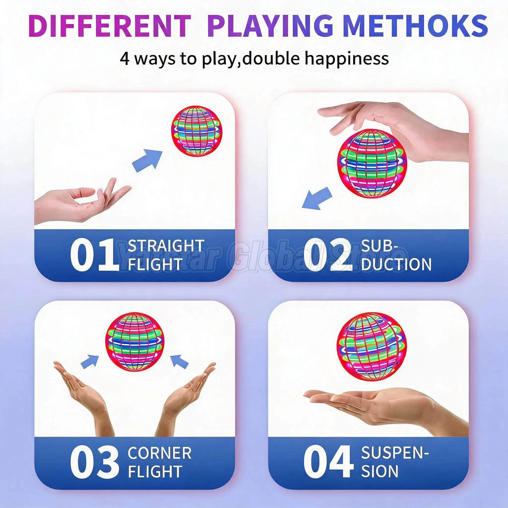 Flying Ball Suspension Color LED Automatic Boomerang Ball Black Tech Magic Ball Flying Toys Gyroscopic Anti-Gravity For Children