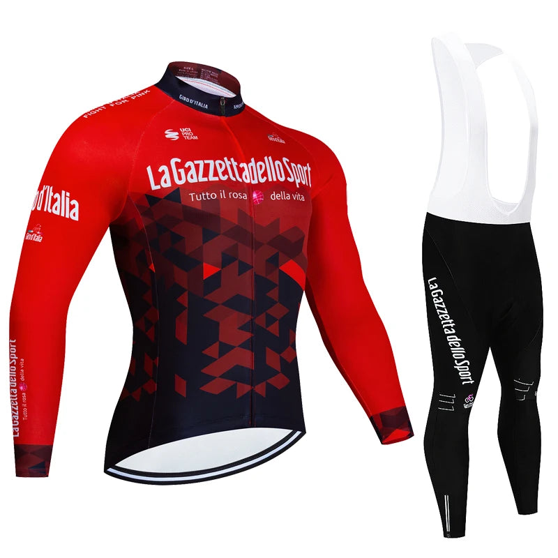 Men's Professional Long Sleeve Cycling Jersey & Padded Shorts Set, Quick Dry, Reflective, Breathable Bike Wear Clothing for Men