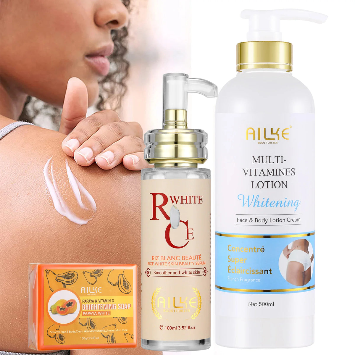 AILKE Organic Shea Butter Oil Whitening Cream, Brightening, Moisturizing, Smooth Nourish, Soften Skin, for Face, Body, 100ml