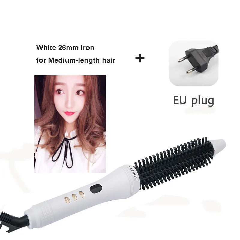 22/26/32mm Multifunction Straightener & Curler Comb Tourmaline Ceramic Simply Round Hot Brush LCD Display Salon Style Curly Tool