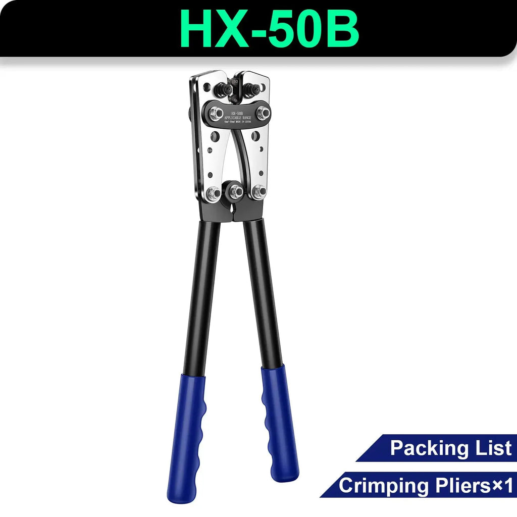HX-50B 6-50mm² Battery Cable Lug Crimping Tool For AWG 10-1/0 Heavy Duty Wire Lug Tube Terminal Crimper Hex Crimp Tools Pliers