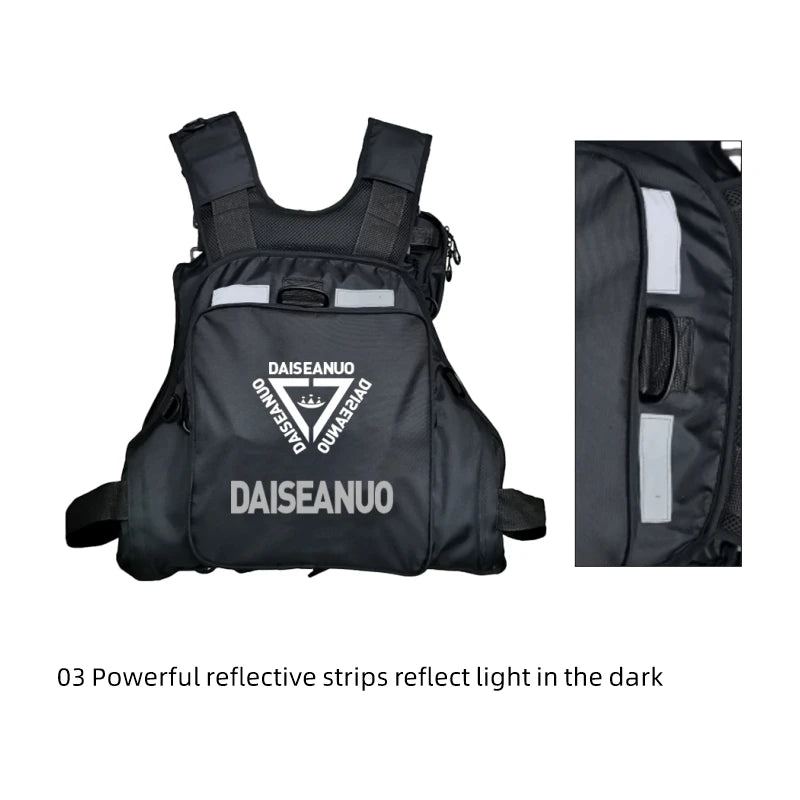 Daiseanuo Men Professional Multi-functional Life Fishing Vest Outdoor Sports Fishing Tackle Fly Swimming Adjustable Buoyant Vest