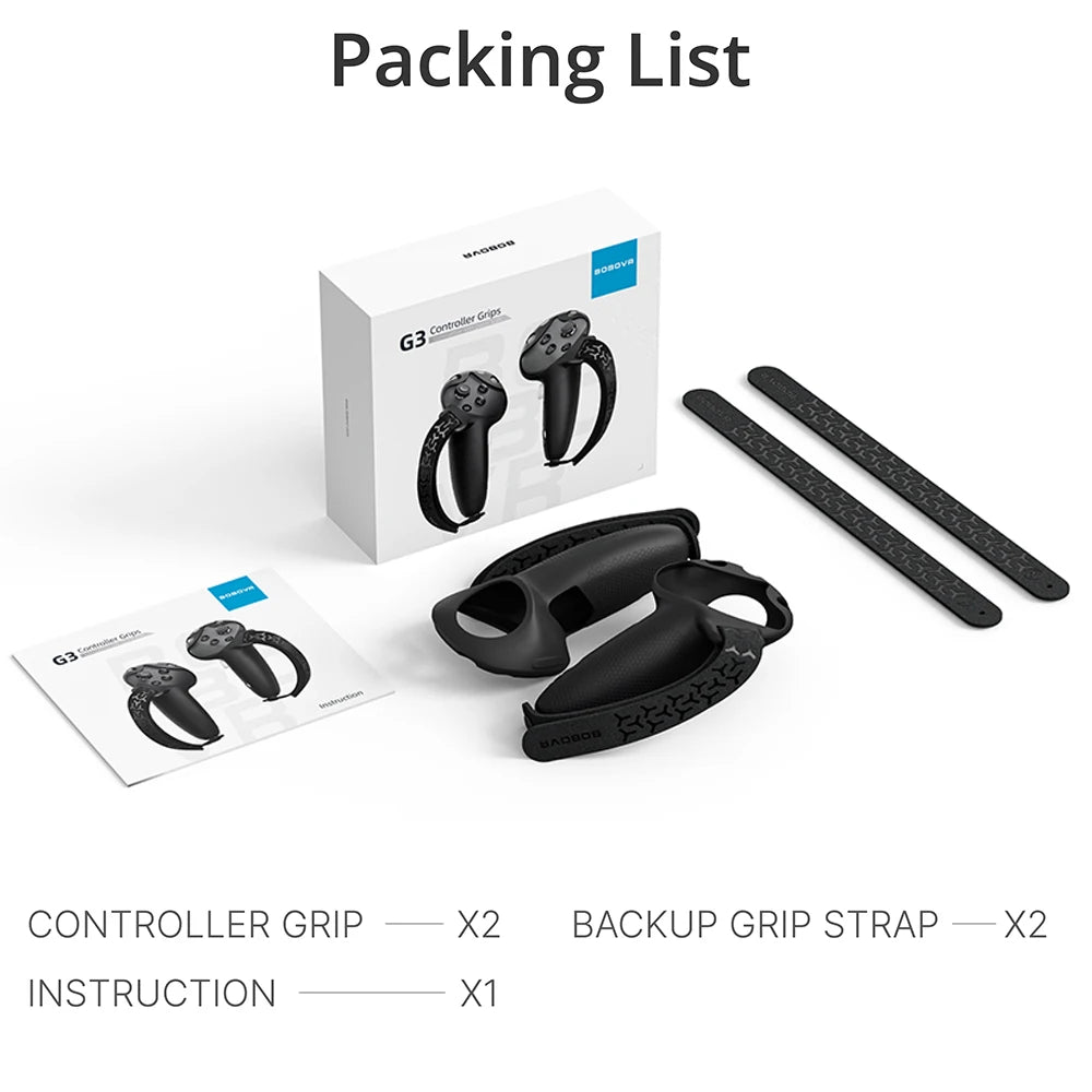 BOBOVR G3 Controller Grips Cover for Meta Quest 3 Comfort Grip Cover for Quest 3S VR Controllers Straps Silicone Covers