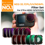 K&F CONCEPT ND2-32 32-512 CPL UV ND4 ND8 ND16 ND64 ND1000 Filter Kit for GoPro HERO 13 12 11 10 Black Action Camera Waterproof