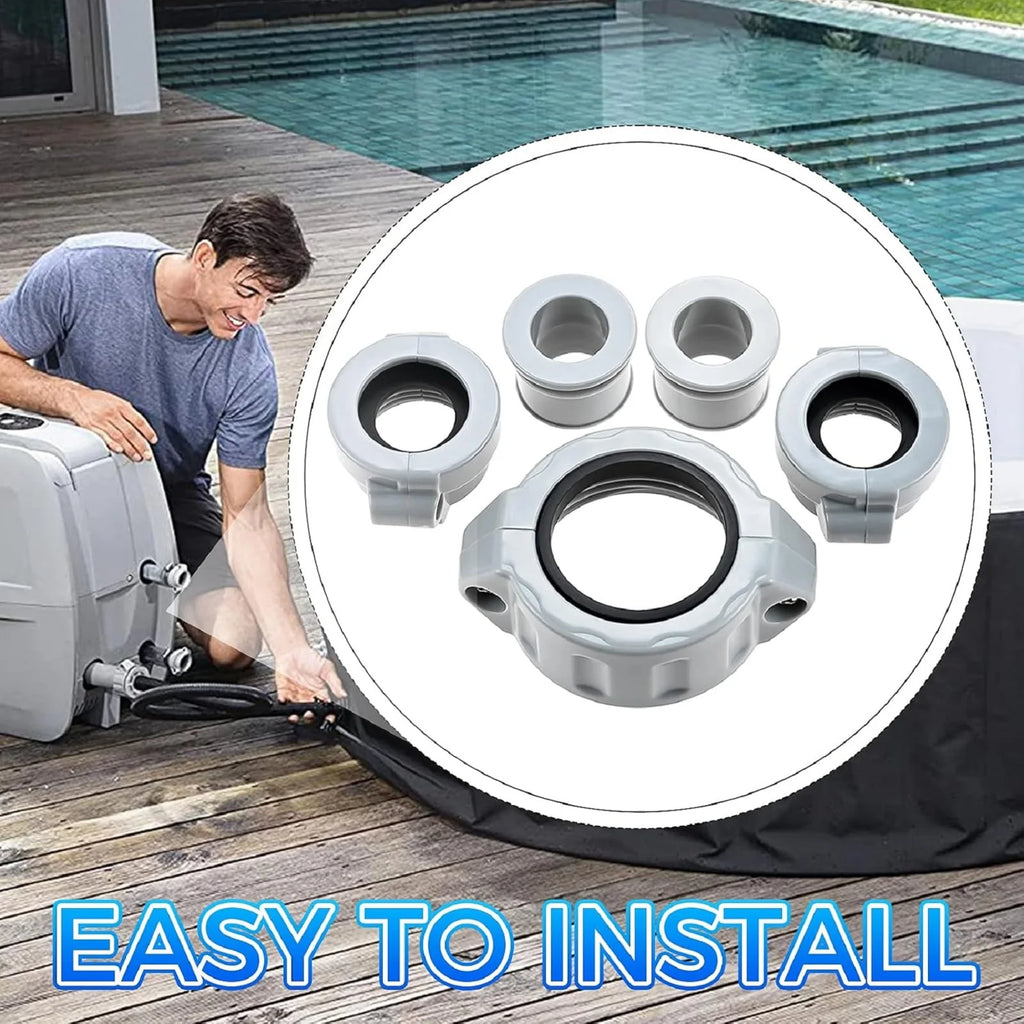 Replacement Inflation Adapter Screw Nut Rubber Seals Connector and Nipple for Coleman Lay-Z-Spa A Coupling Pump & B/C Water Pipe