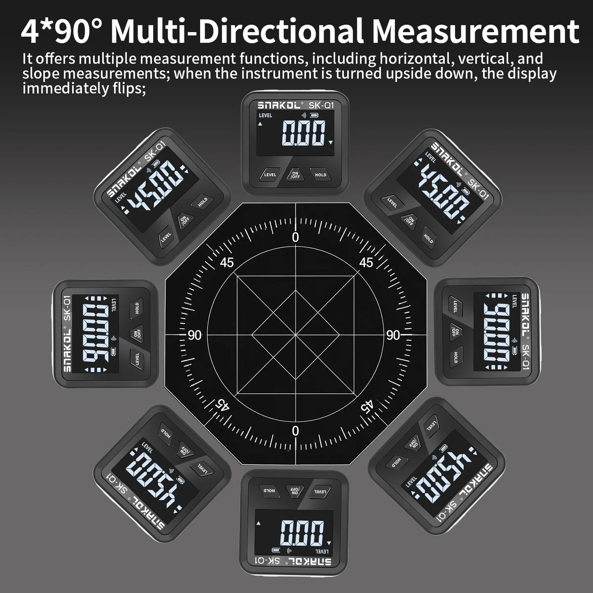 snakol Angle Protractor 360 Degree Mini Electronic Digital Protractor Inclinometer Angle Finder Gauge Measurement Box