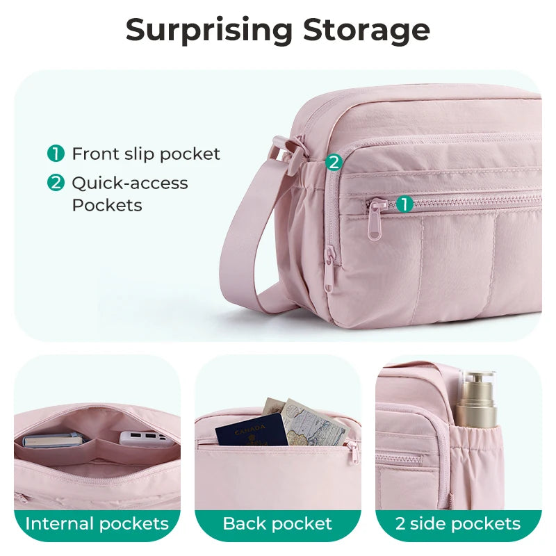 BAGSMART Single Shoulder Bag Nylon Fabric Solid Color Crossbody Bag Leisure Versatile Shoulder Hobo Bag Purse