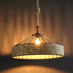 Hemp Rope Pendant Ceiling Light 30cm Iron Chandelier Shade, no bulb