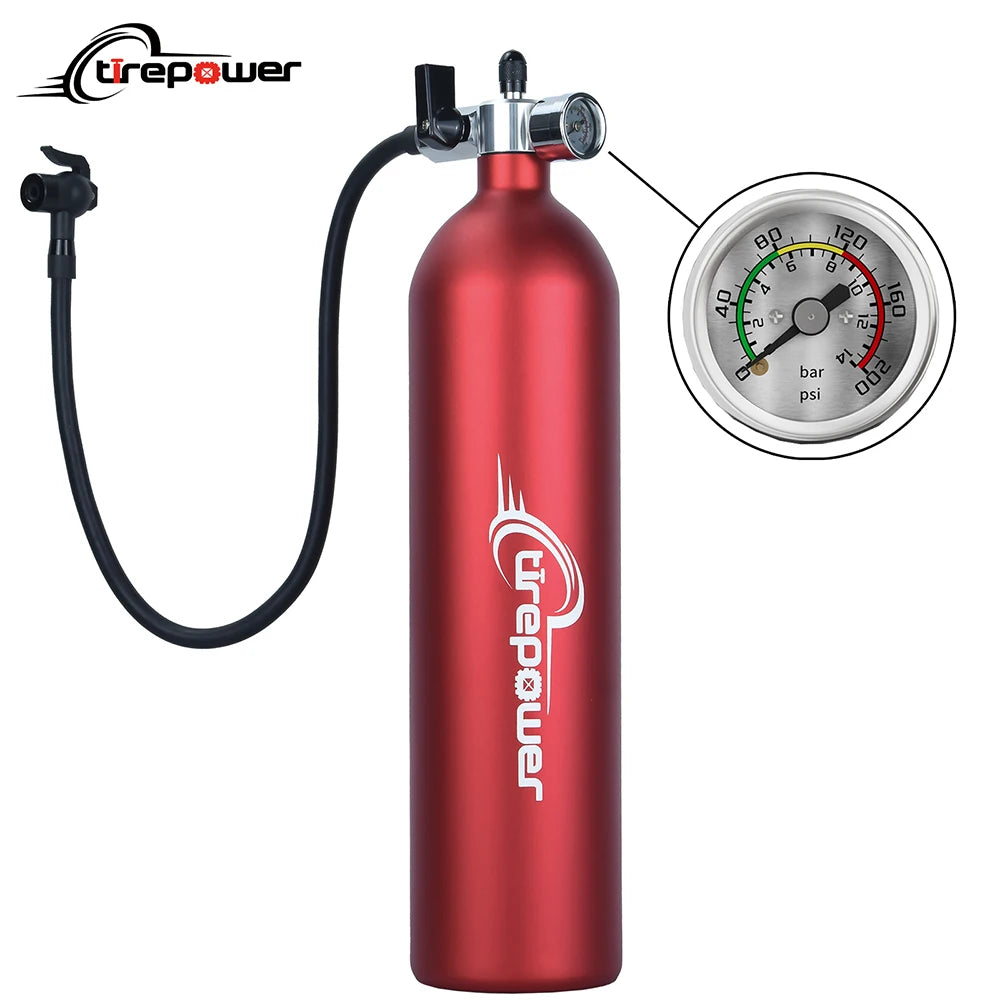Ctrepower Tubeless Tire Inflator Bottle Booster with Pressure Gauge, Presta/Schrader, Black