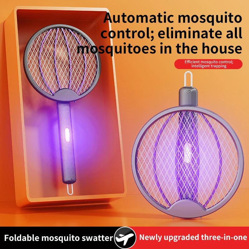 Foldable Electric Mosquito Swatter 3-in-1 Electric Mosquito Killer Anti-mosquito Lamp Rechargeable Wall-Mounted Mosquito Swatter