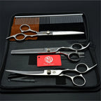 Dog Grooming Scissors 6" Japan Stainless Pet Hairdressing Scissors Cutting Scissors Thinning Shears Curved Scissors Set Z3001