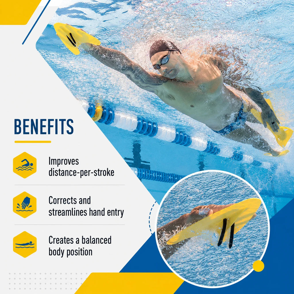 Iso Manta Freestyle Swimming Paddles Fins Ergonomic Professional Strokes Practice Correction Swim DivingTraining Edge Fins