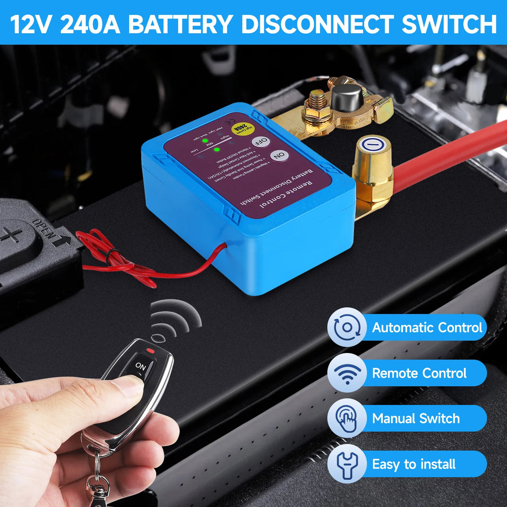 Remote Battery Disconnect Switch 12v 240A Upgrade Smart Voltage Prevent Battery Drain Kill Switch Anti-Theft for CarTruck RV