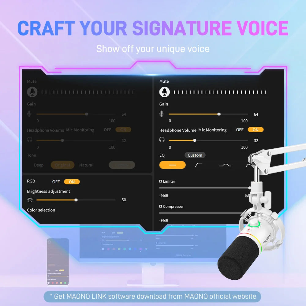 maono PD200X RGB Gaming Microphone Dynamic Microphone USB/XLR Dual Mode Microphone Podcast Mic RGB XLR/USB Gaming Podcasting Mic