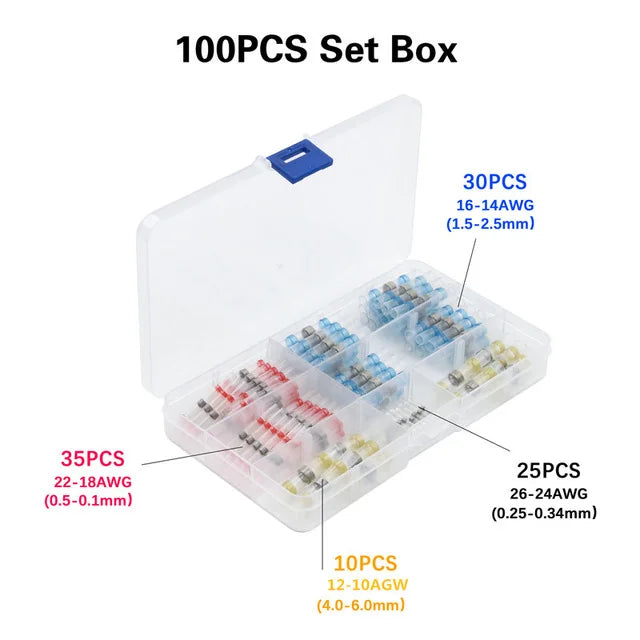 WOZOBUY Heat Shrinkable Wire Connectors  SST21 Waterproof Sleeve AWG22-18 Butt Electrical Splice Tinned Solder Seal Terminal