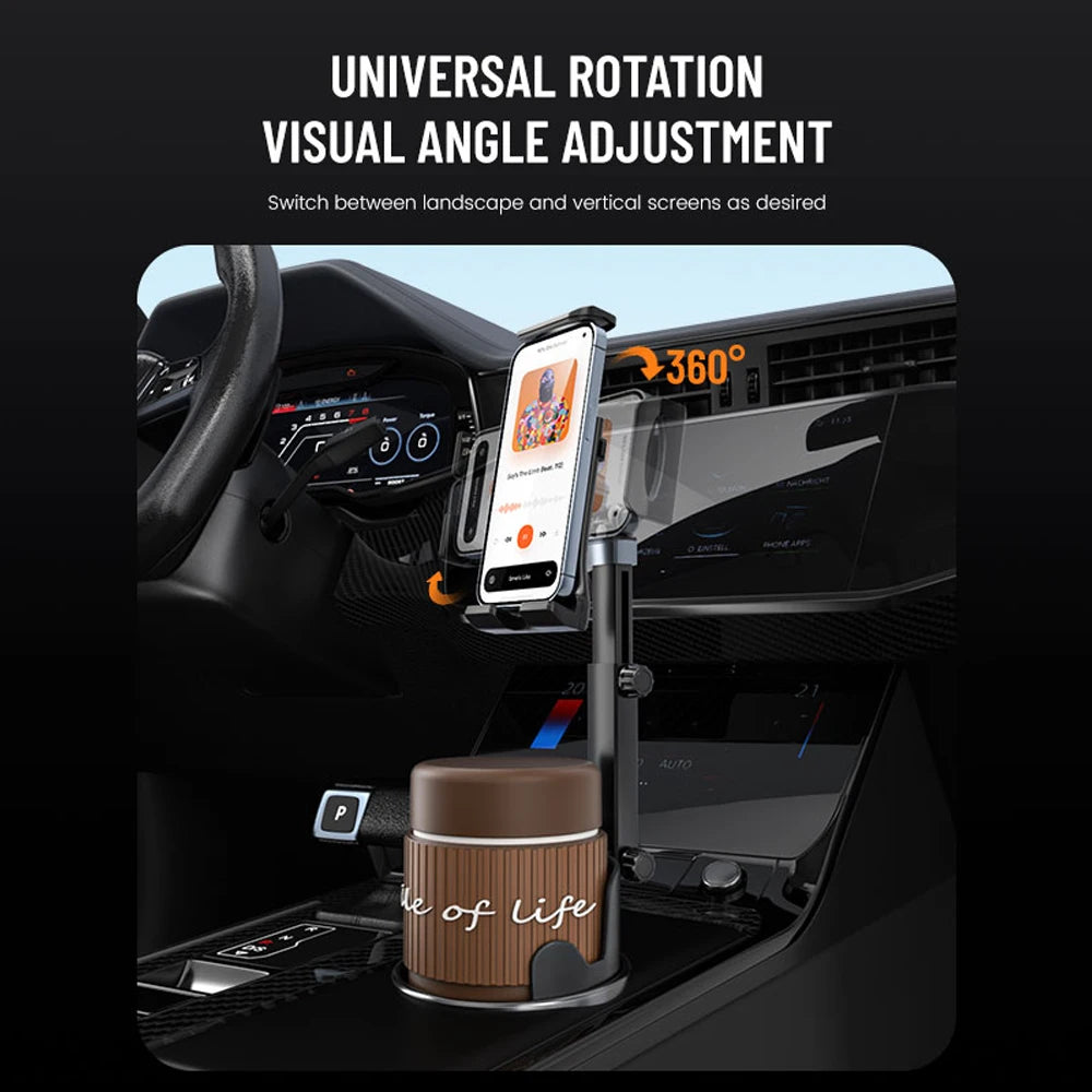 Car Cup Holder Tablet and Phone Mount, Universal Stand for 4-13 Inch Devices, Secure Holder for Navigation and Passenger Viewing