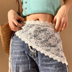 2 in 1 Triangle Short Skirt Half Skirt Butt Curtain Skirt Lace Trim Apron Soft Lace Stacked Ins Style Korean Women Headscarf