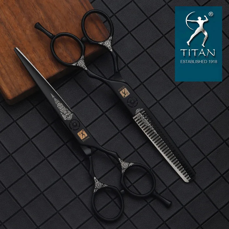 TITAN Hair Thinning Cutting Scissors Japanese Steel Barber Shears 5.5 or 6.0 Inch