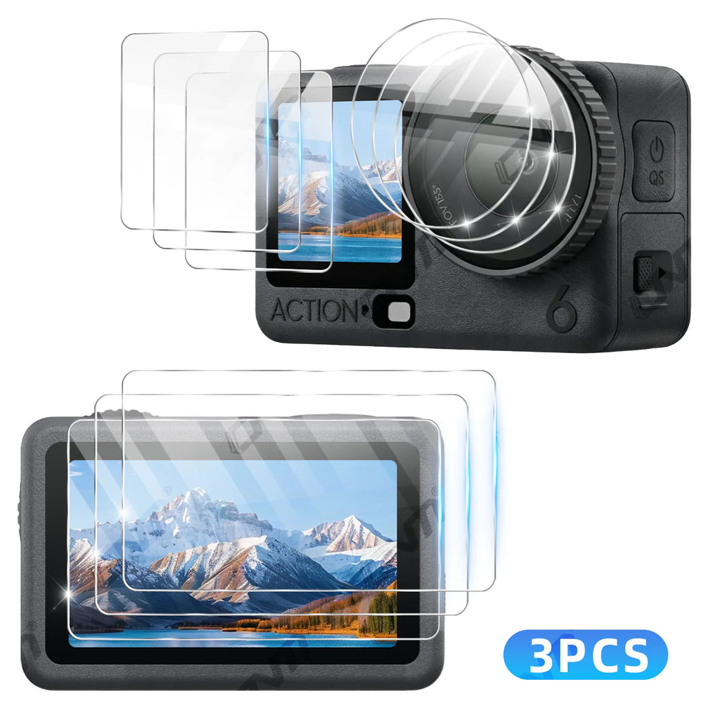 Lens & Screen Protector for DJI Osmo Action 6 - 9H Tempered Glass Camera Anti-scratch Glass Film HD Clear Accessories Set