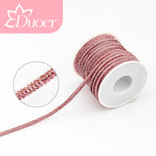 DUOER 3mm 5/10 Yards Glass Rhinestones Rope Tube GlitterDiamond Cord Soft Shoelace Drawstring Trimming For DIY Hoodies Trouser