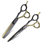 Spring clip screw double color hair scissors 6 inch 9cr18 steel barber cutting scissors and thinning scissors
