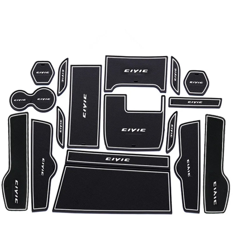 16pcs/set Door Groove Mat for Honda Civic 2016 2017 2018 2019 2020 2021 Non-slip Door Slot Cup Mat Pad Cushion Left hand drive