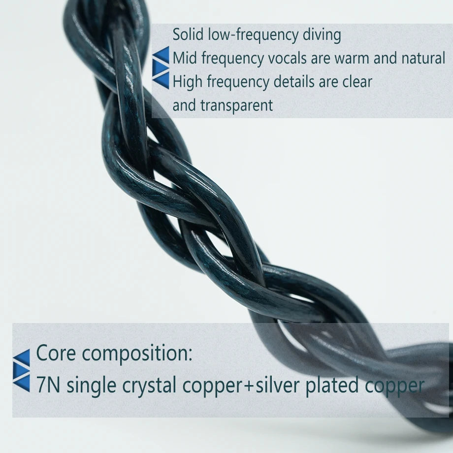 XINHS S139 Peacock Feather 4-core audiophile grade 7N single crystal copper thickened high-purity copper headphone upgrade cable