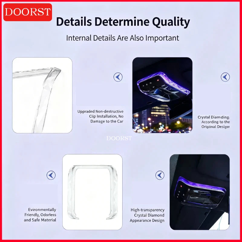For Mercedes Benz C GLC E Class W206 X254 W214 Crystal Reading Light Frames Decorative Stickers Interior Modification Accessorie