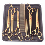 Purple Dragon Dog Grooming Scissors Kit 7" 6.5" Stainless Pet Curved Scissors Thinning Scissors Straight Shears Chunker Z3002