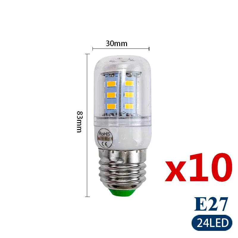 10pcs/lot E27 E14 LED Lamp 220V 230V Led Bulb SMD 5730 Led Light 24 36 48 56 69 72 LEDs Corn Bulbs Chandelier for House Lighting