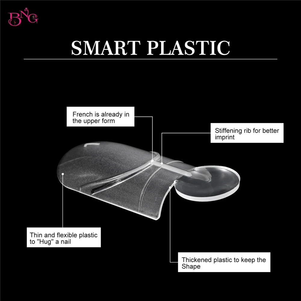 BNG 140Pcs Dual Forms with Inner Arc Line Oval Square Coffin Upper Forms for Quick French Matte  Nail Molds for Nail Extensions