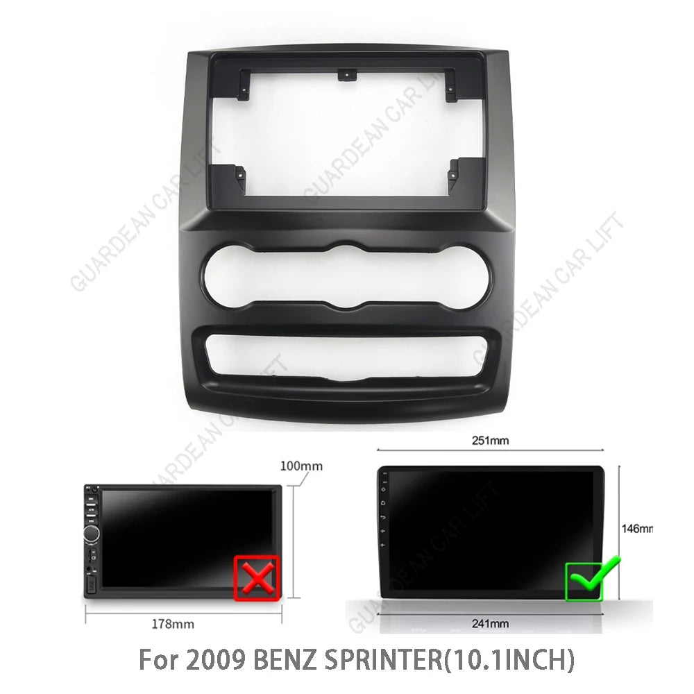 10.1Inch Car Radio Fascias For 2009 BENZ SPRINTER  Android Stereo Frame Player 2 Din Head Unit Panel Dash Trim With cable canbus