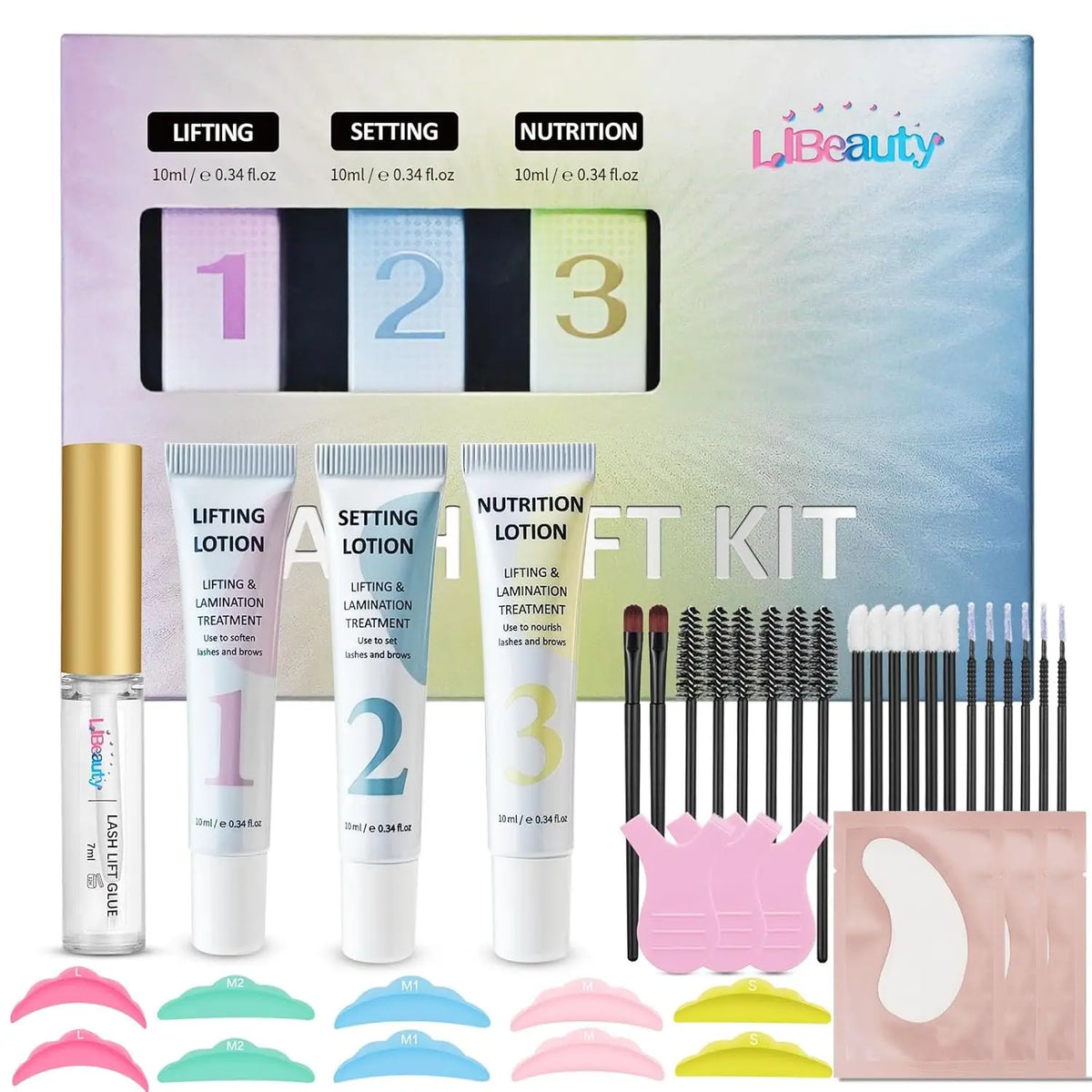 Libeauty Lash Lift & Brow Lamination Kit 10ml Total, Lifting 5ml + Setting 5ml