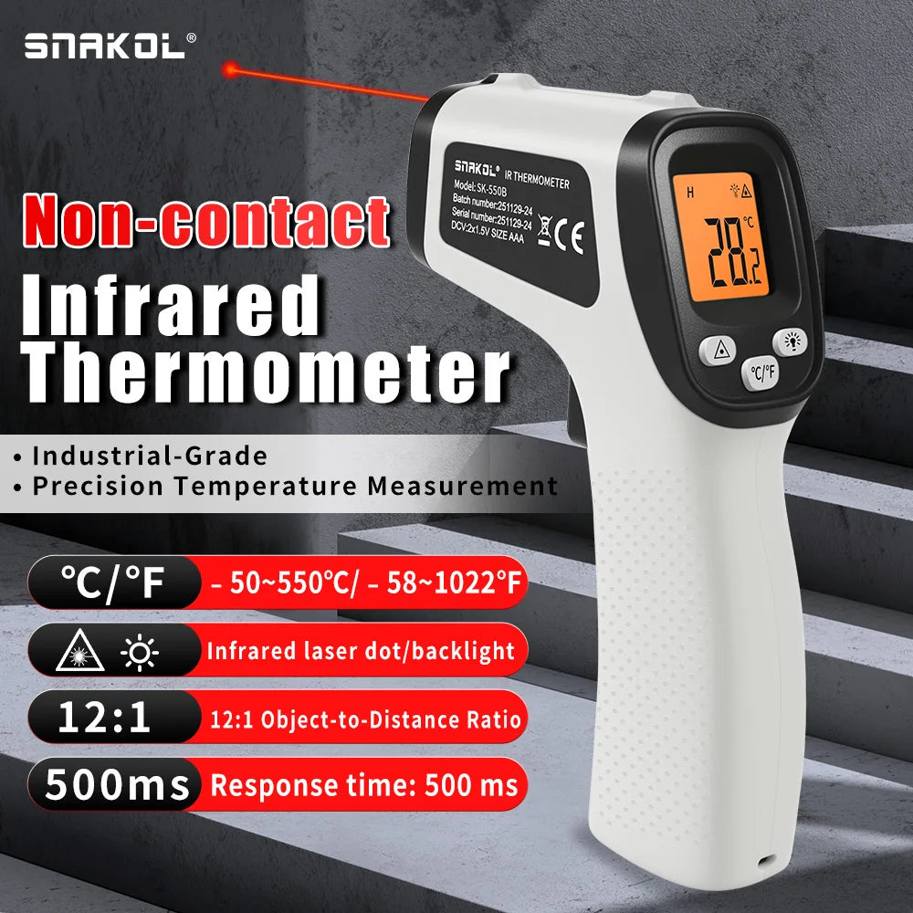SNAKOL Infrared Non-Contact Thermometer Handheld Temperature Gun SK-400A/SK-400B/SK-550B