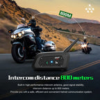 EJEAS V6 PRO + Bluetooth Motorcycle Helmet Intercom Headset with 800M BT Interphone Communicator for 6 Riders Waterproof MP3