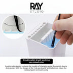 RAY Studio 2 In1 Dual-Compartment Brush Cleaning Pot with Absorbent Pad for Gundam DIY Modeling Brushes (Holder & Cleaner)