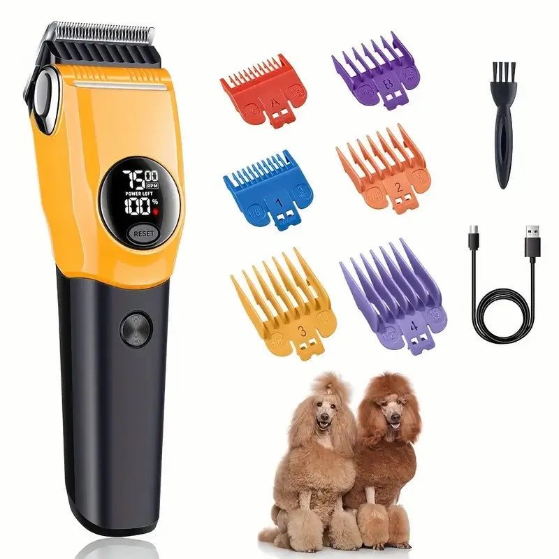 Pet Clipper Professional Dog Hair Trimmer Cat Grooming Shaver 7500/min LED suitable for large, medium, and small pets Trimmers